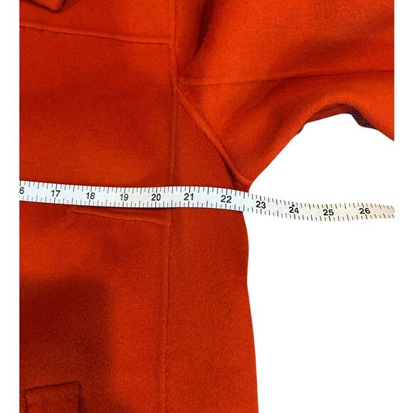 TALBOTS Orange Lightweight Pea Coat Collared Boiled Wool Jacket Women's Size 14W - Picture 3 of 5